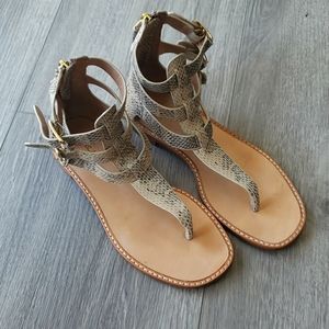 Joie Eri Snake Print Leather Gladiator Sandals